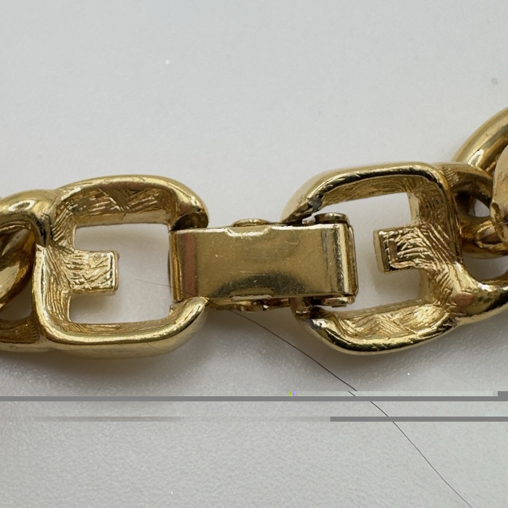 Vintage Givenchy Necklace Long Gold Tone Chain "G" Pendant Runway Modernist 70s - Picture 10 of 16